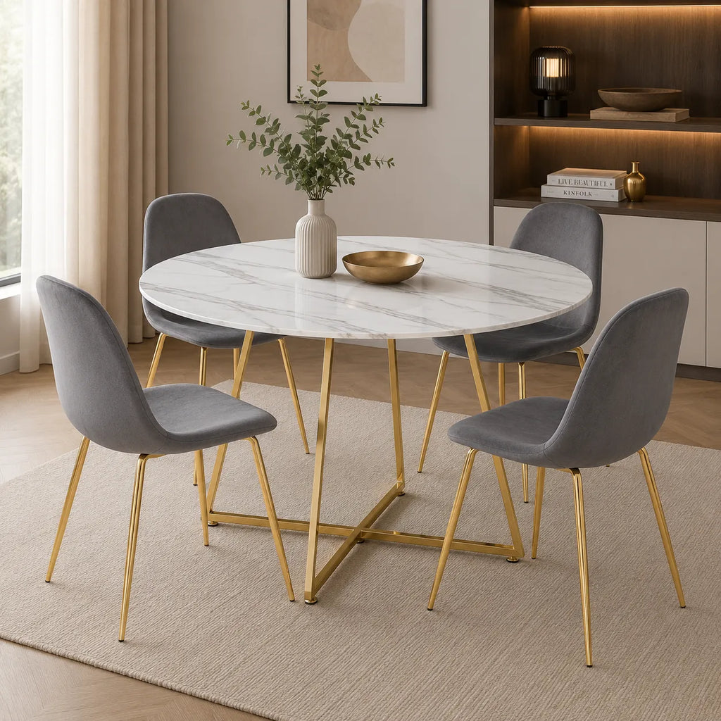 Table Repas Heloise Pieds Gold 120 CM