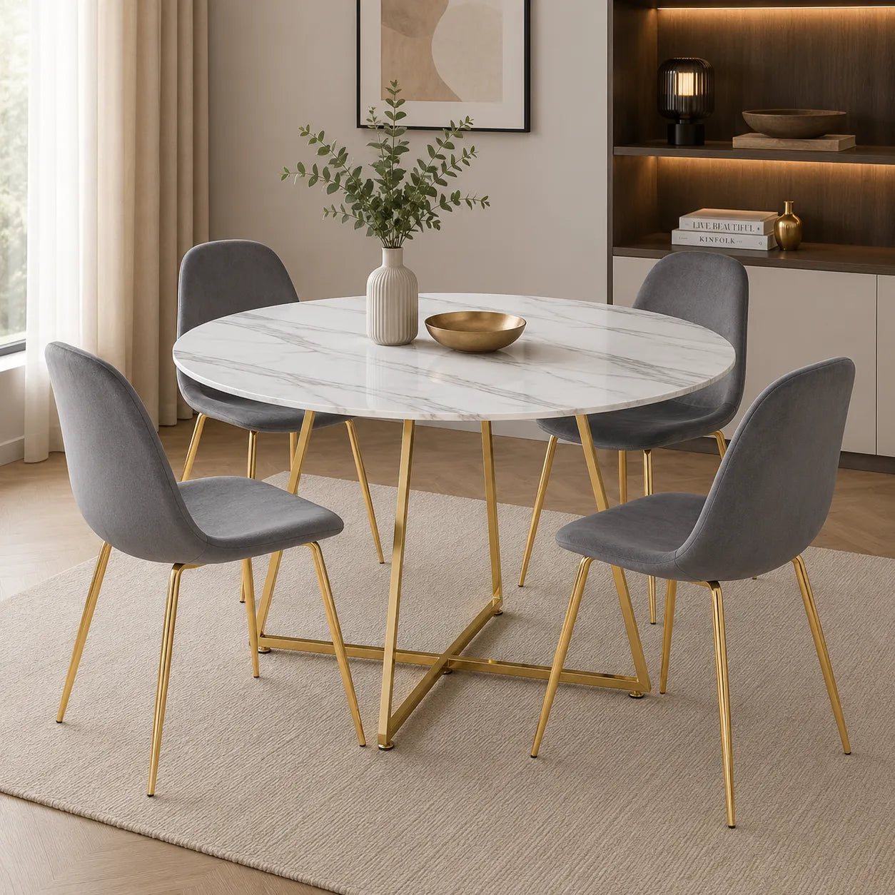 Table Repas Heloise Pieds Gold 120 CM