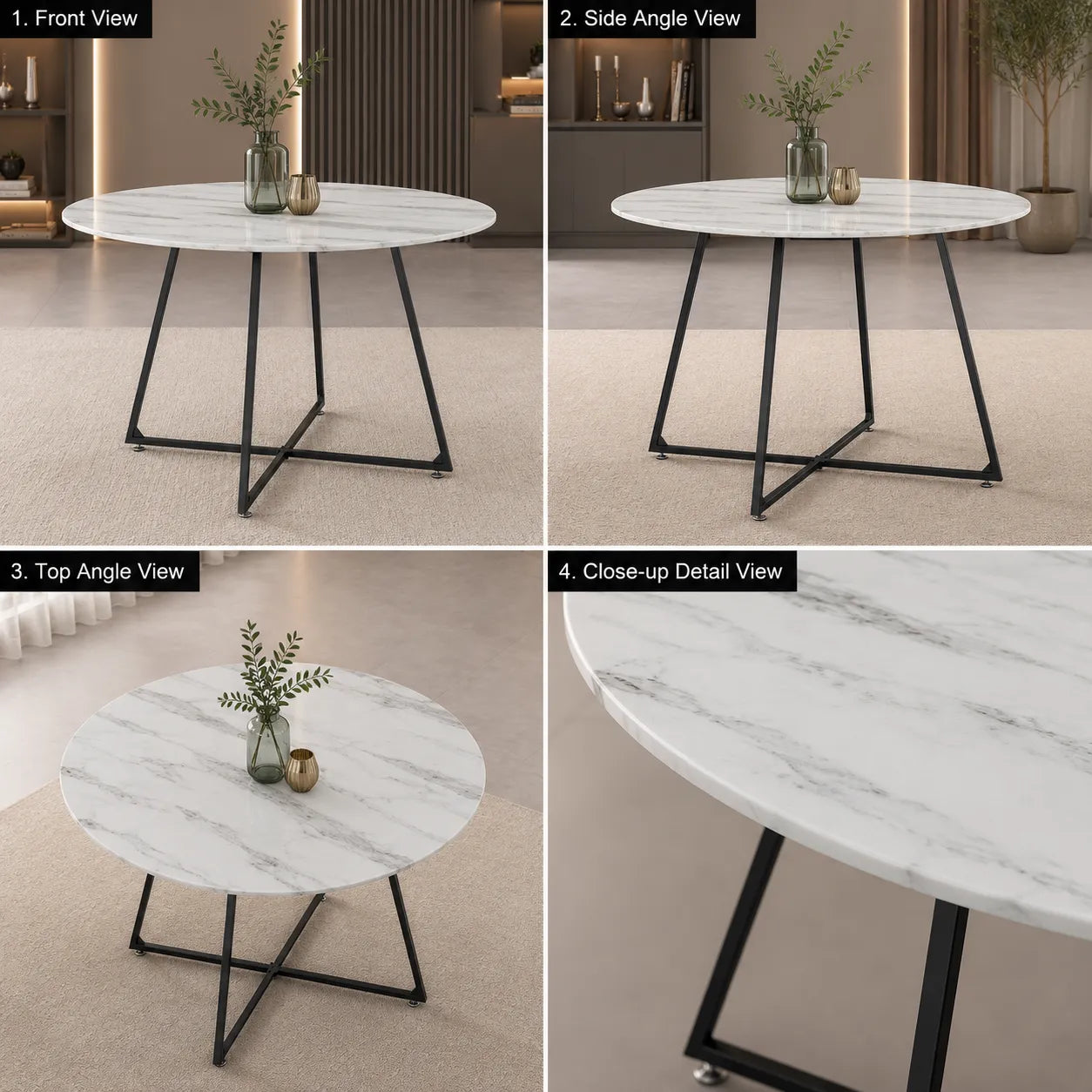 Table Repas Heloise Pieds Metal Noir 120CM
