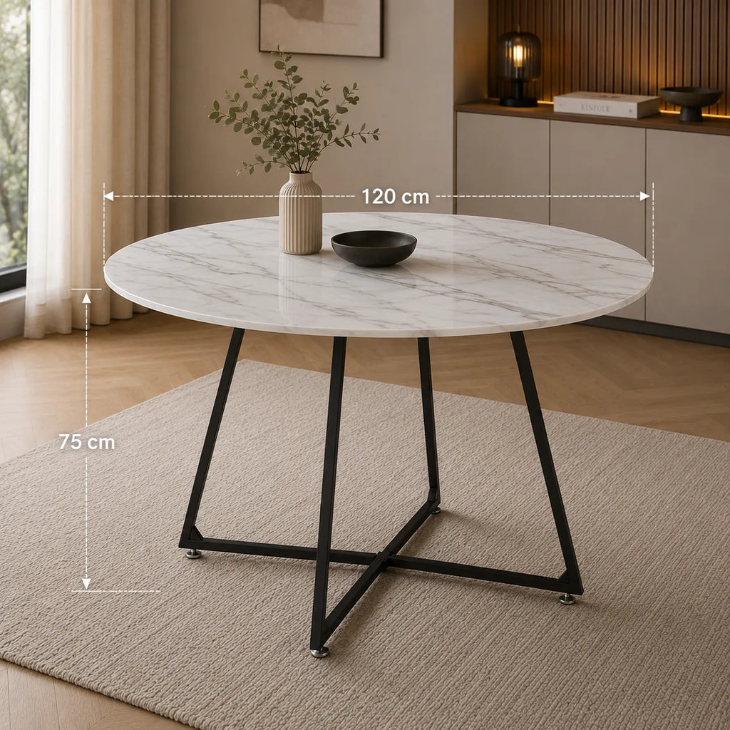 Table Repas Heloise Pieds Metal Noir 120CM