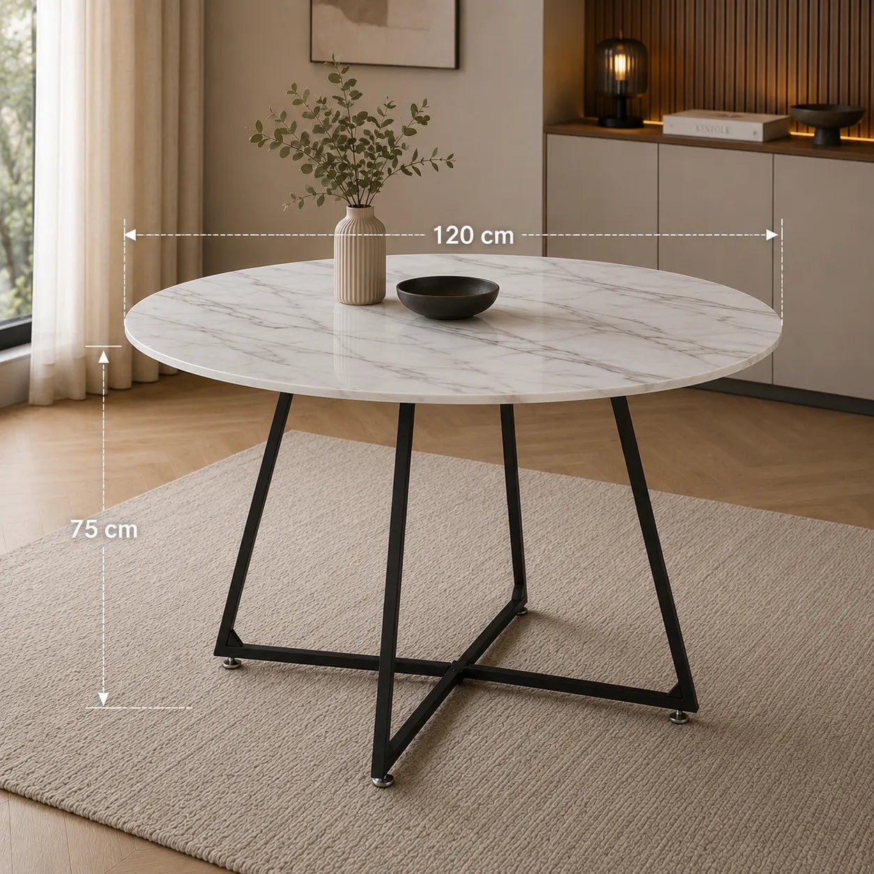 Table Repas Heloise Pieds Metal Noir 120CM
