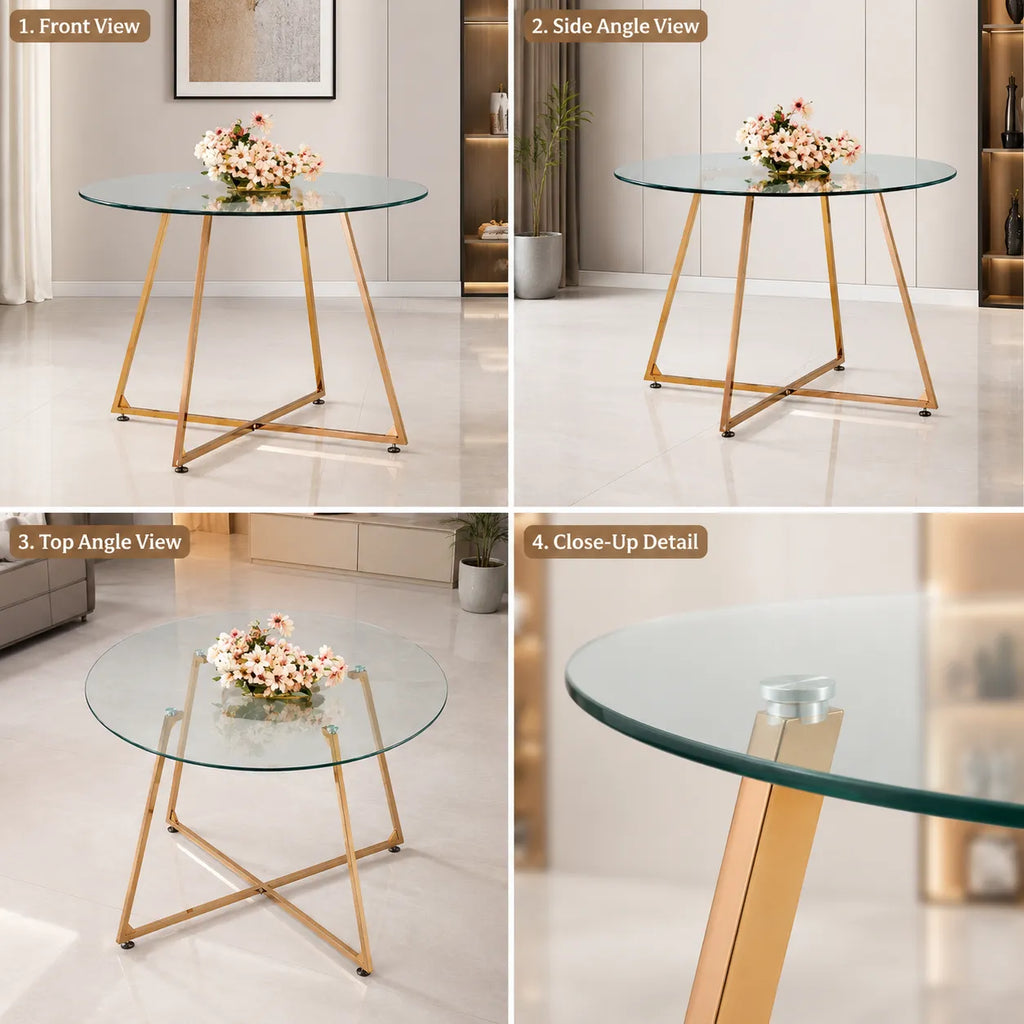 Table Repas Heloise Pieds Or Rose