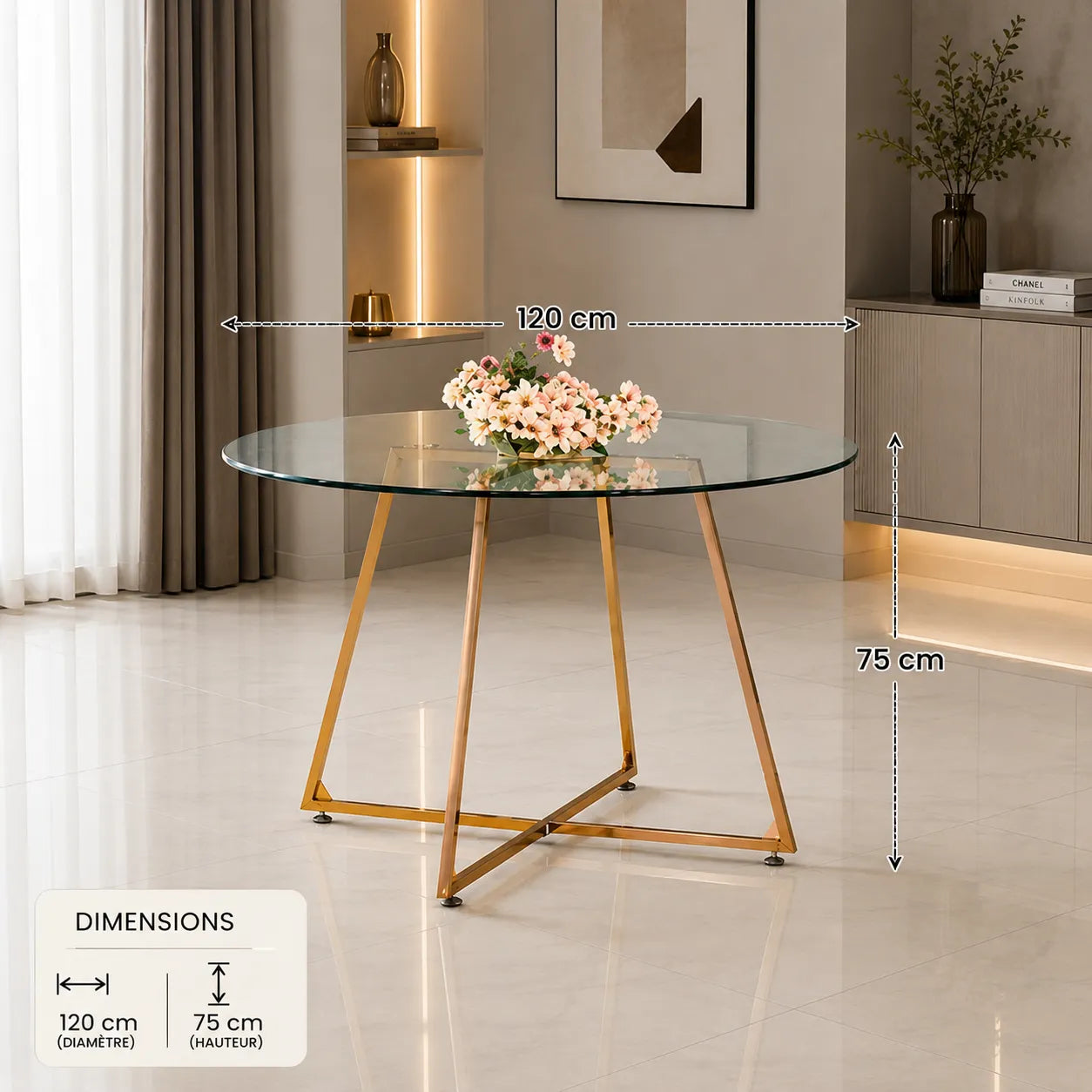 Table Repas Heloise Pieds Or Rose
