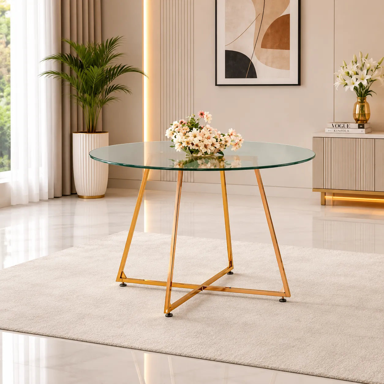Table Repas Heloise Pieds Or Rose