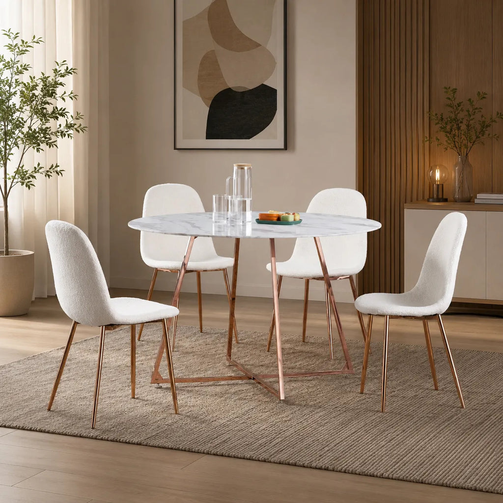 Table Repas Heloise Pieds Or Rose