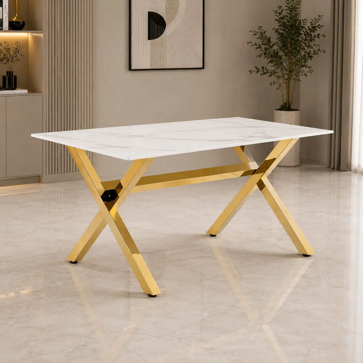 Table Repas IXE Gold Marbre