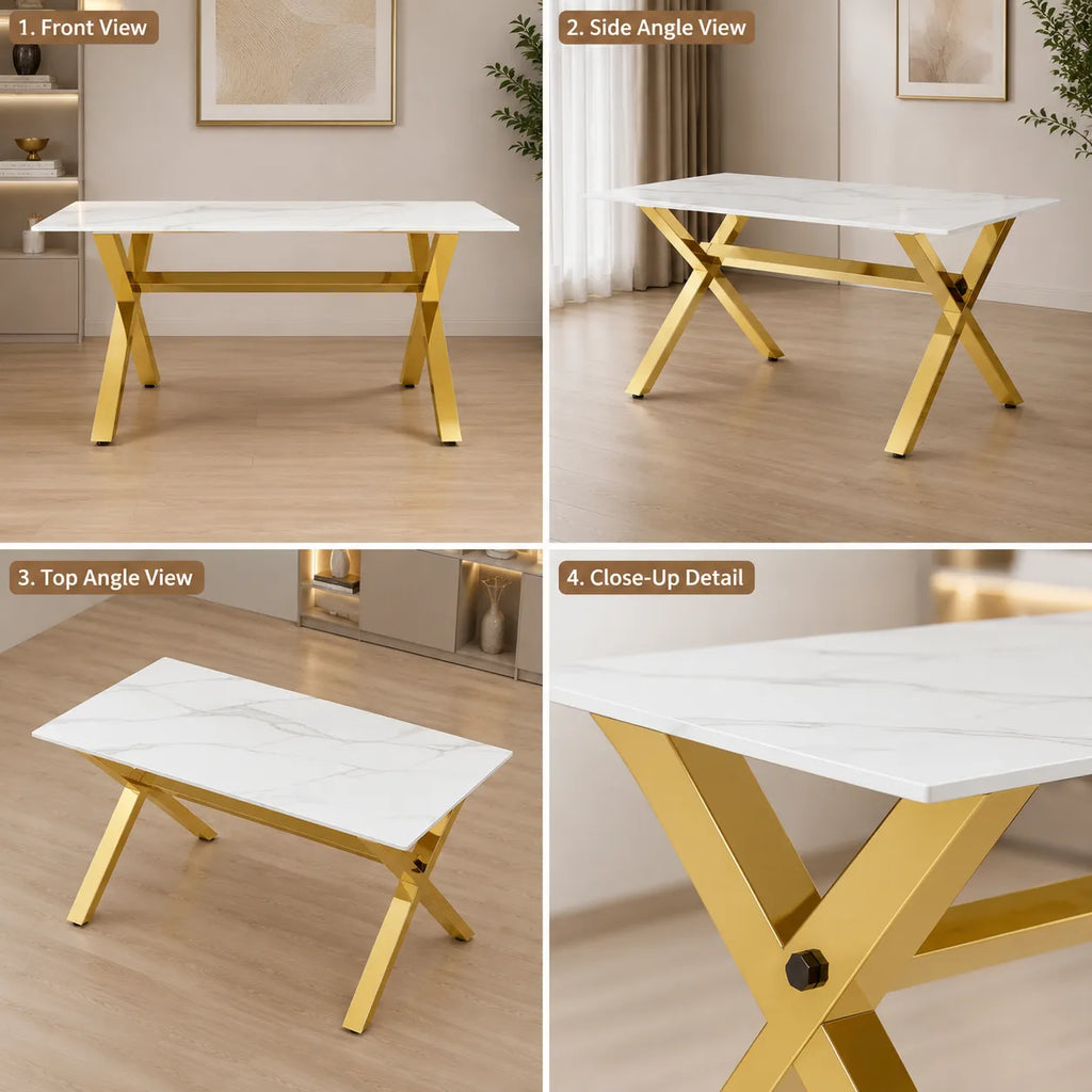 Table Repas IXE Gold Marbre