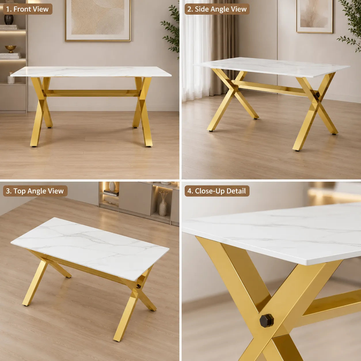 Table Repas IXE Gold Marbre