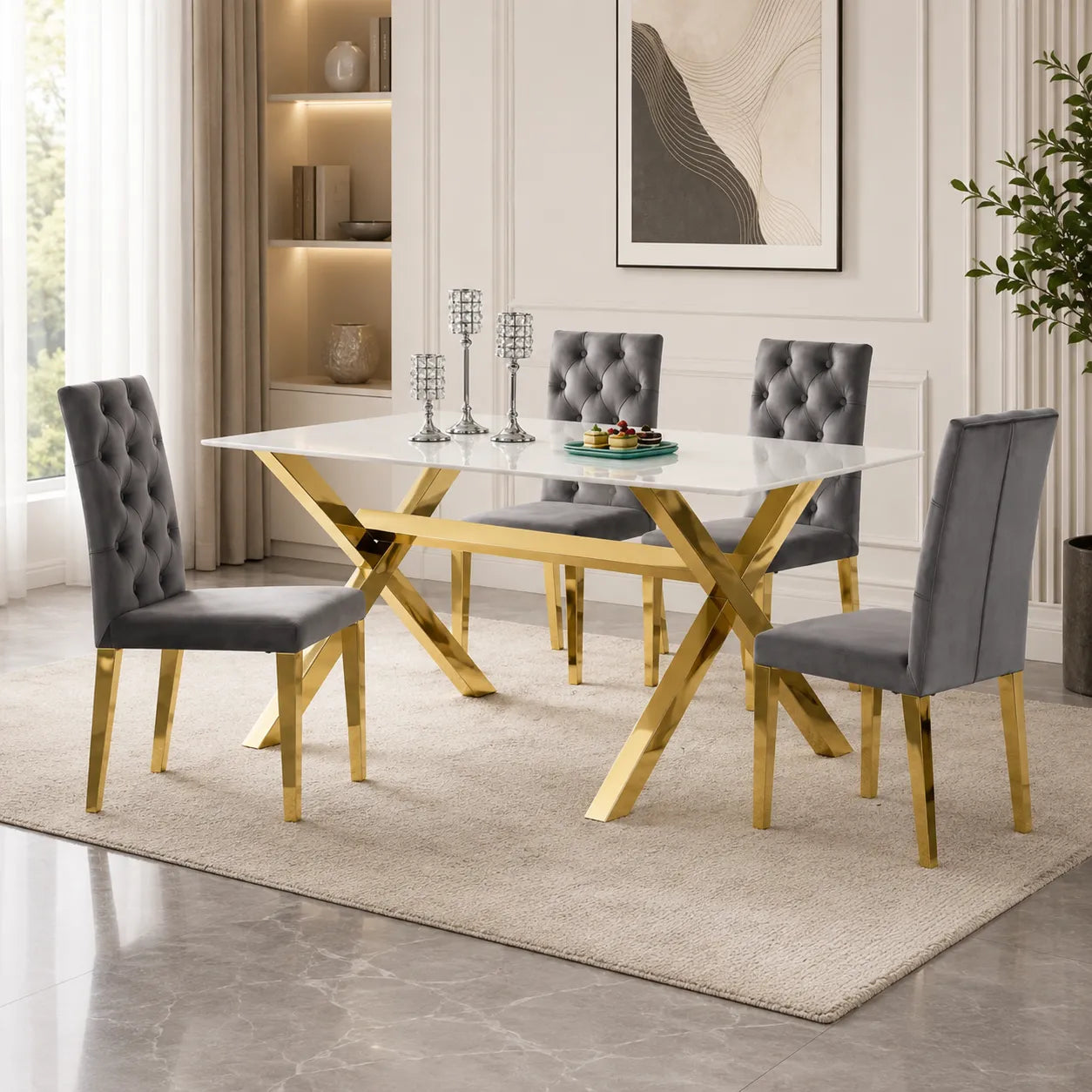 Table Repas IXE Gold Marbre