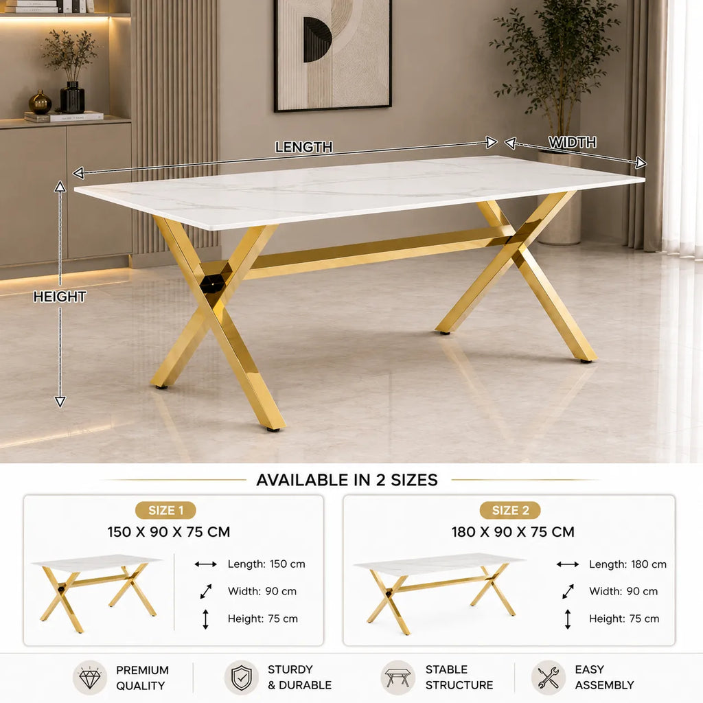 Table Repas IXE Gold Marbre