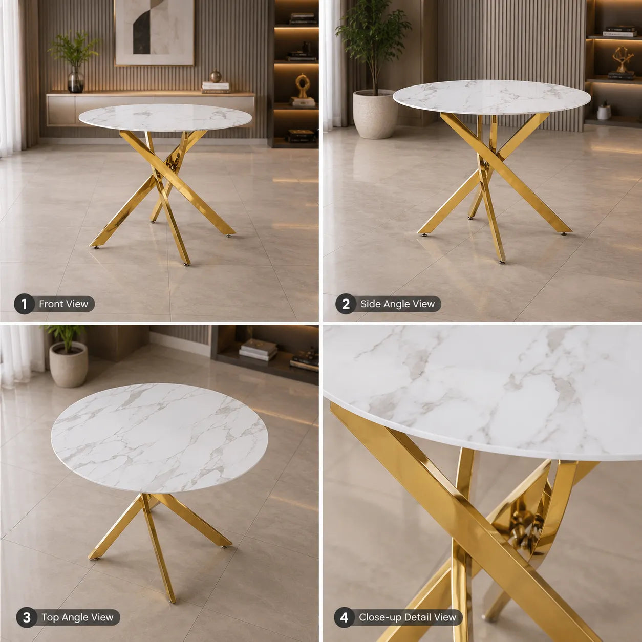 Table Repas Jessica Gold Pieds Dore