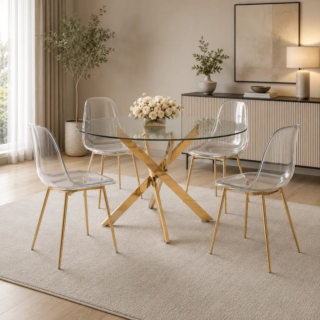 Table Repas Jessica Gold Pieds Dore
