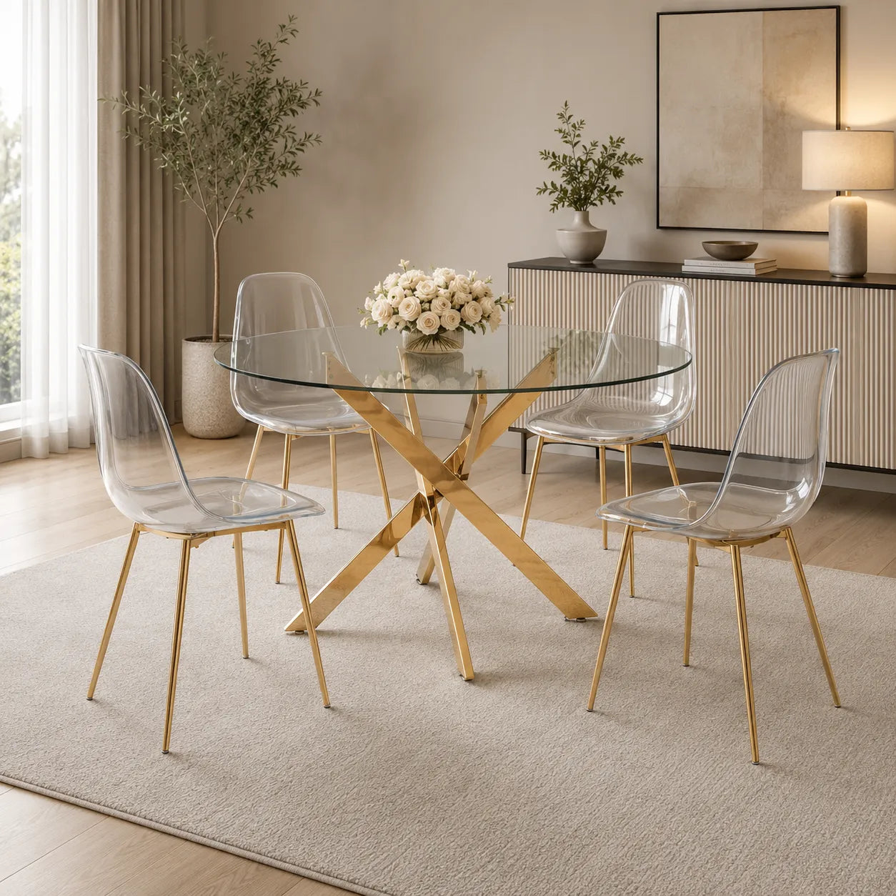 Table Repas Jessica Gold Pieds Dore