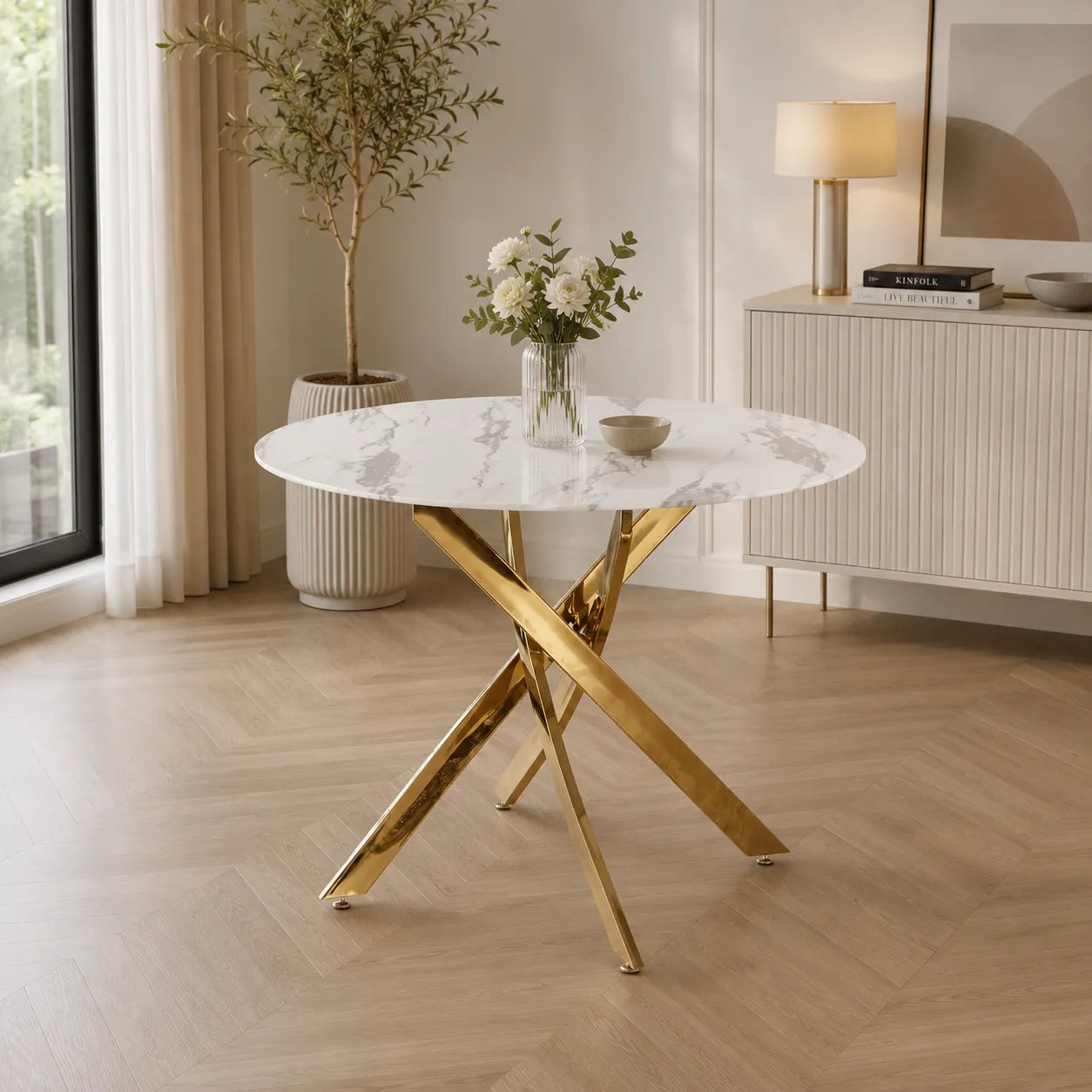 Table Repas Jessica Gold Pieds Dore