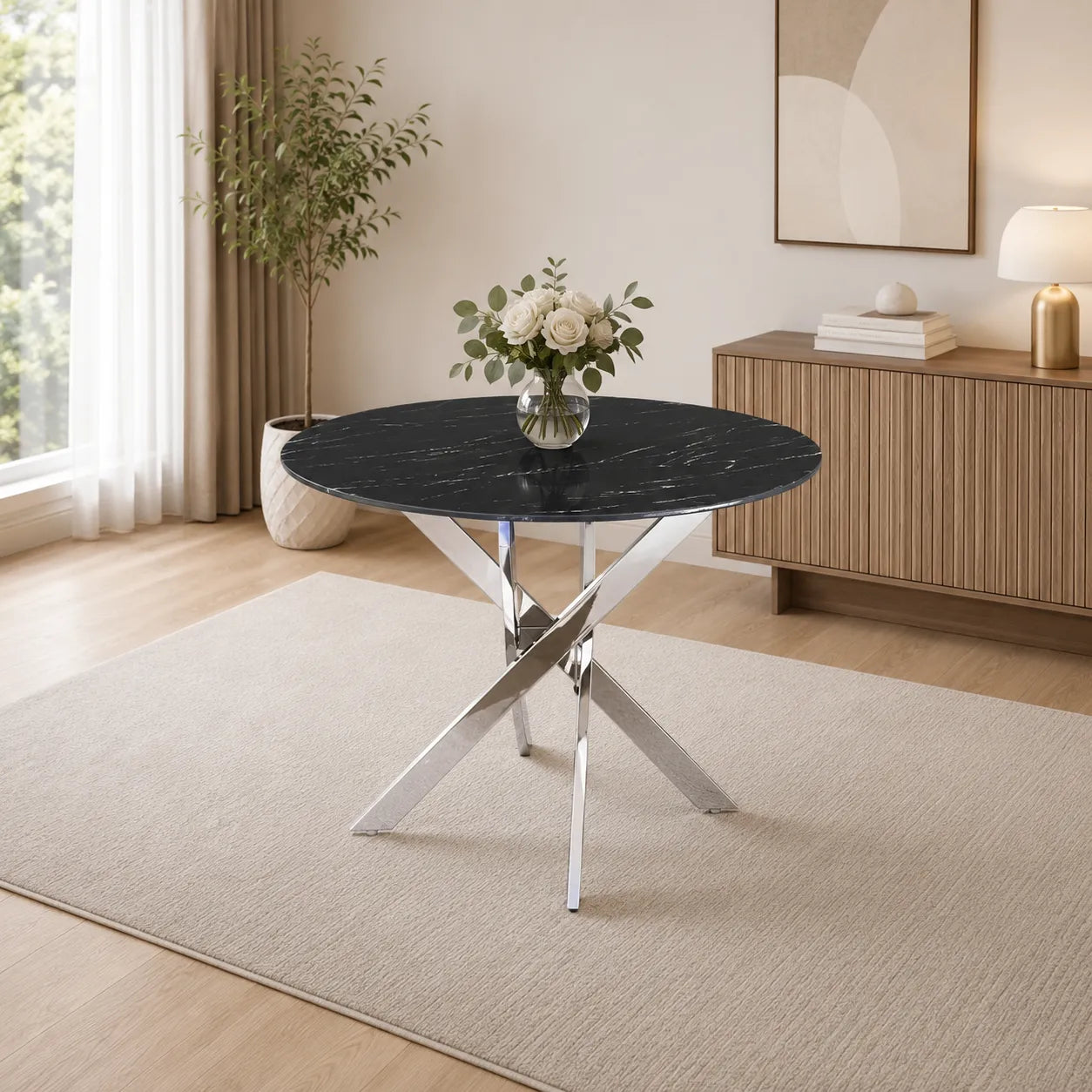 Table Repas Jessica Pieds Chrome