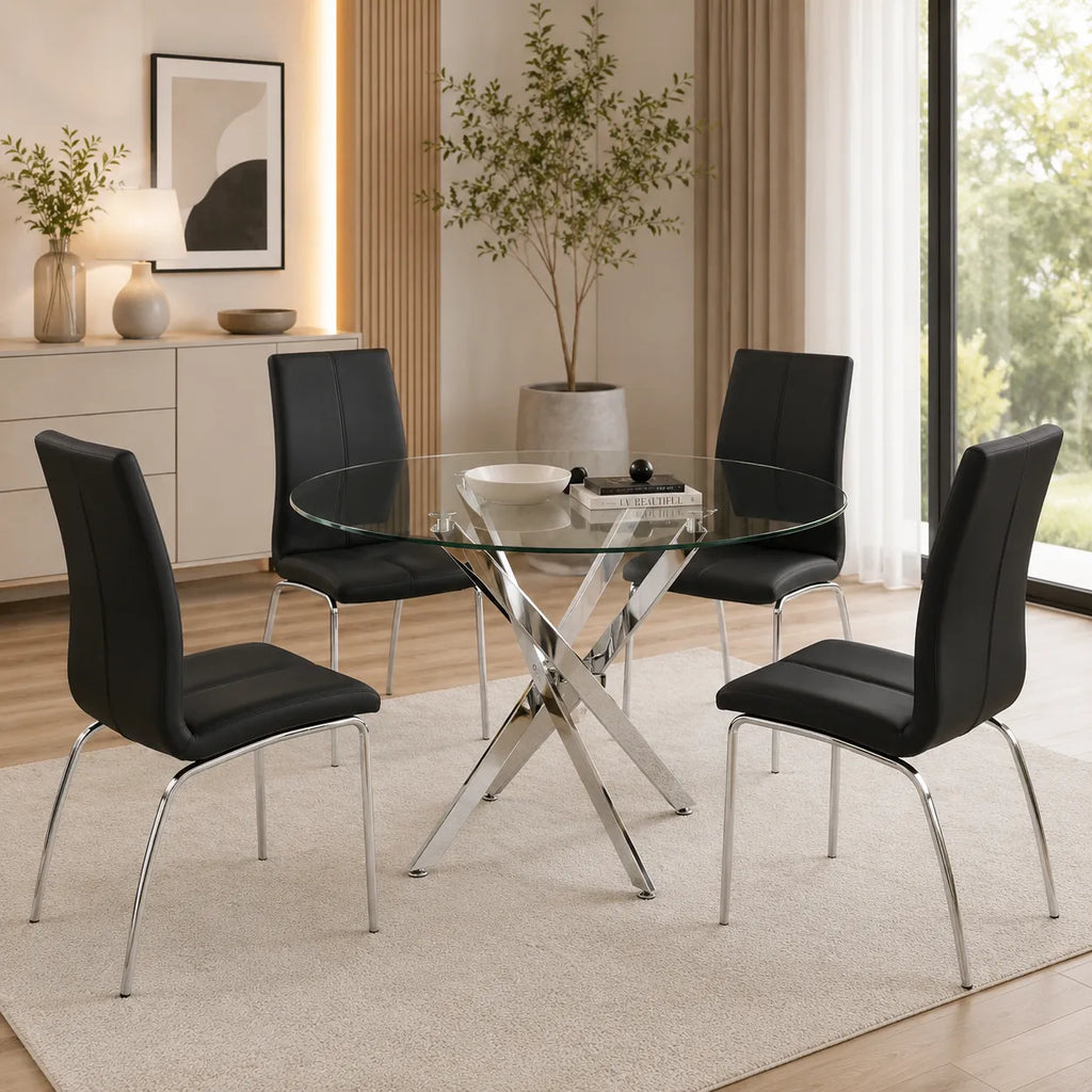 Table Repas Jessica Pieds Chrome