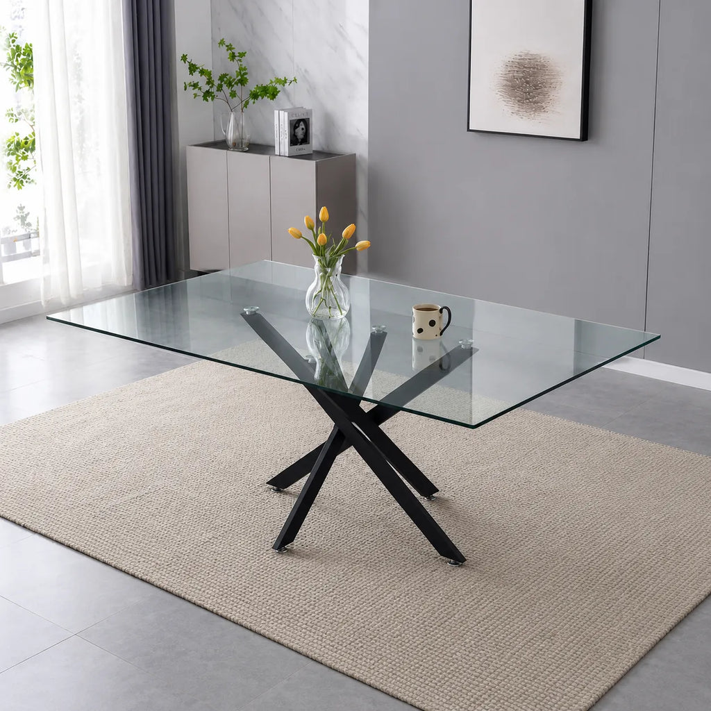 Table Repas Jessica Rectangle Pieds Metal Noir