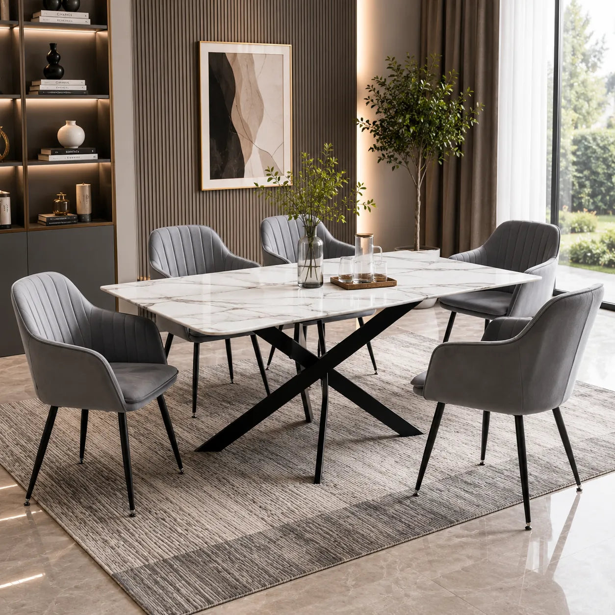 Table Repas Jessica Rectangle Pieds Metal Noir