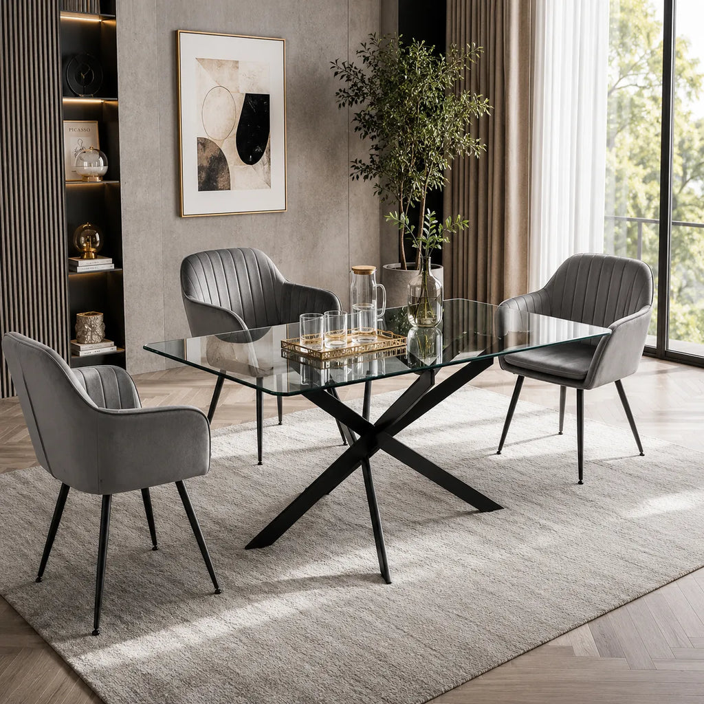 Table Repas Jessica Rectangle Pieds Metal Noir