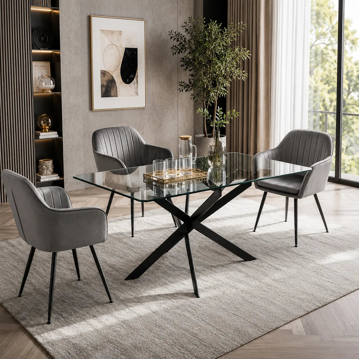 Table Repas Jessica Rectangle Pieds Metal Noir