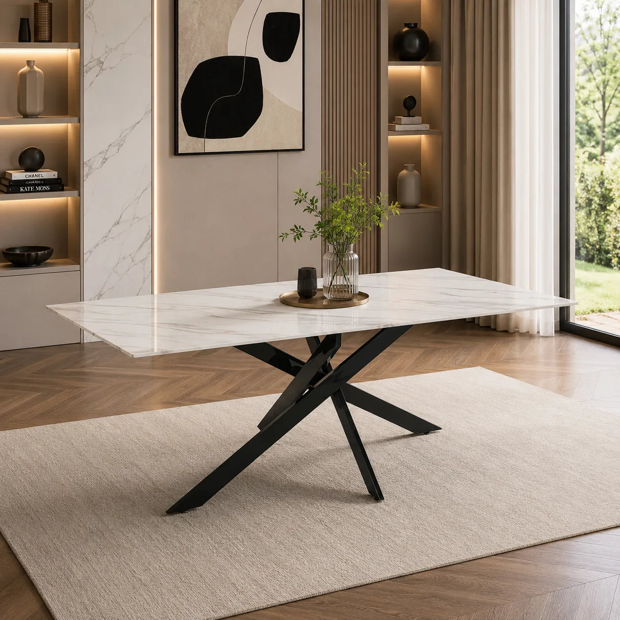 Table Repas Jessica Rectangle Pieds Metal Noir