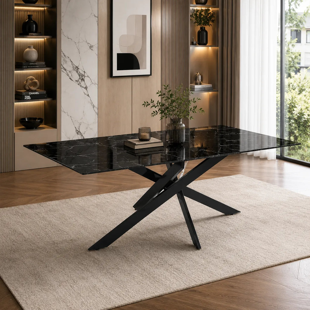Table Repas Jessica Rectangle Pieds Metal Noir