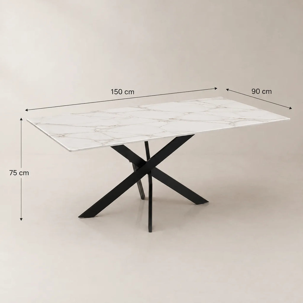 Table Repas Jessica Rectangle Pieds Metal Noir