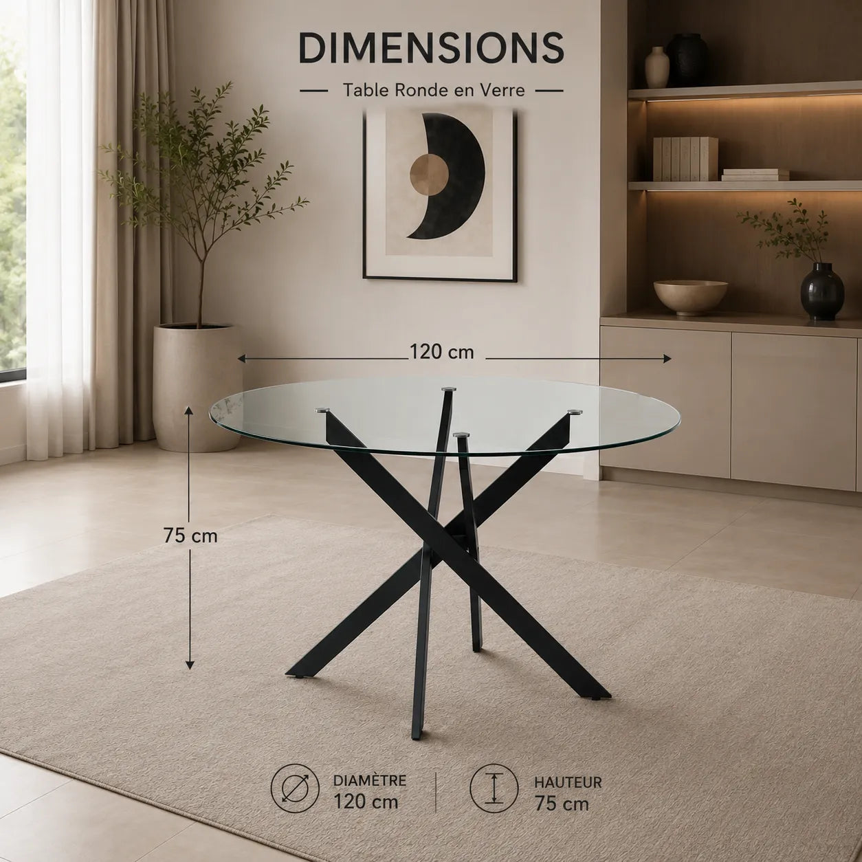 Table Repas Jessica Transparent Pieds Metal Noir