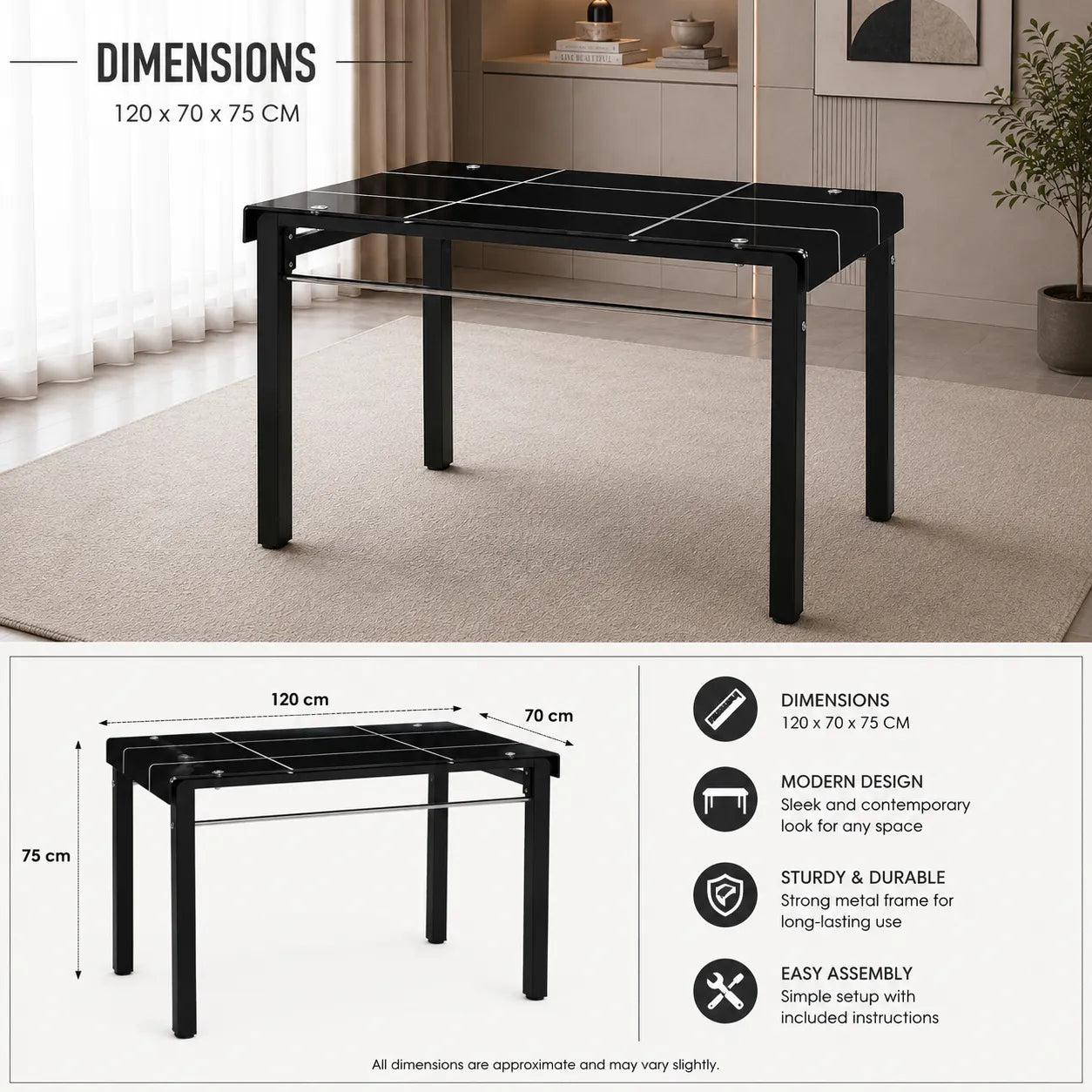 Table Repas Joie 120x70x75 CM