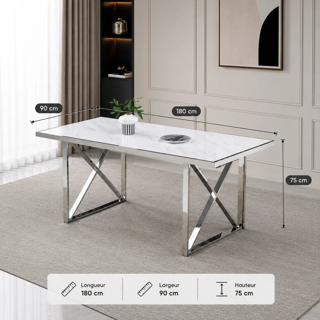 Table Repas Levanto Chrome 180X90