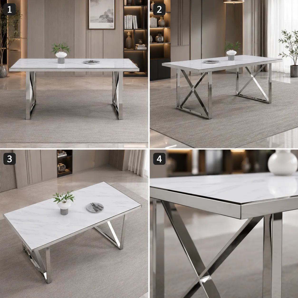 Table Repas Levanto Chrome 180X90