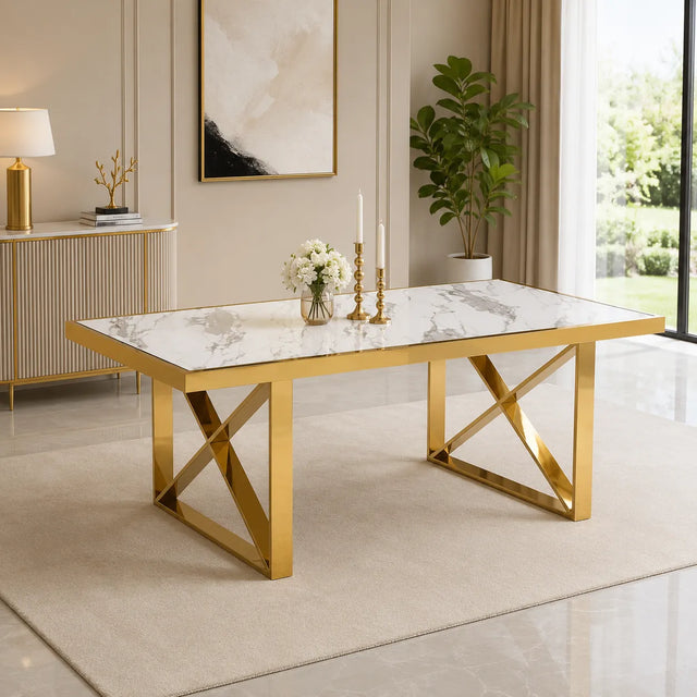 Table Repas Levanto Gold Marbre Blanc 180X90CM
— table à manger, table en bois, table moderne, table à manger design, table à manger pas cher, table de salle à manger, table rectangulaire, table ronde, table extensible