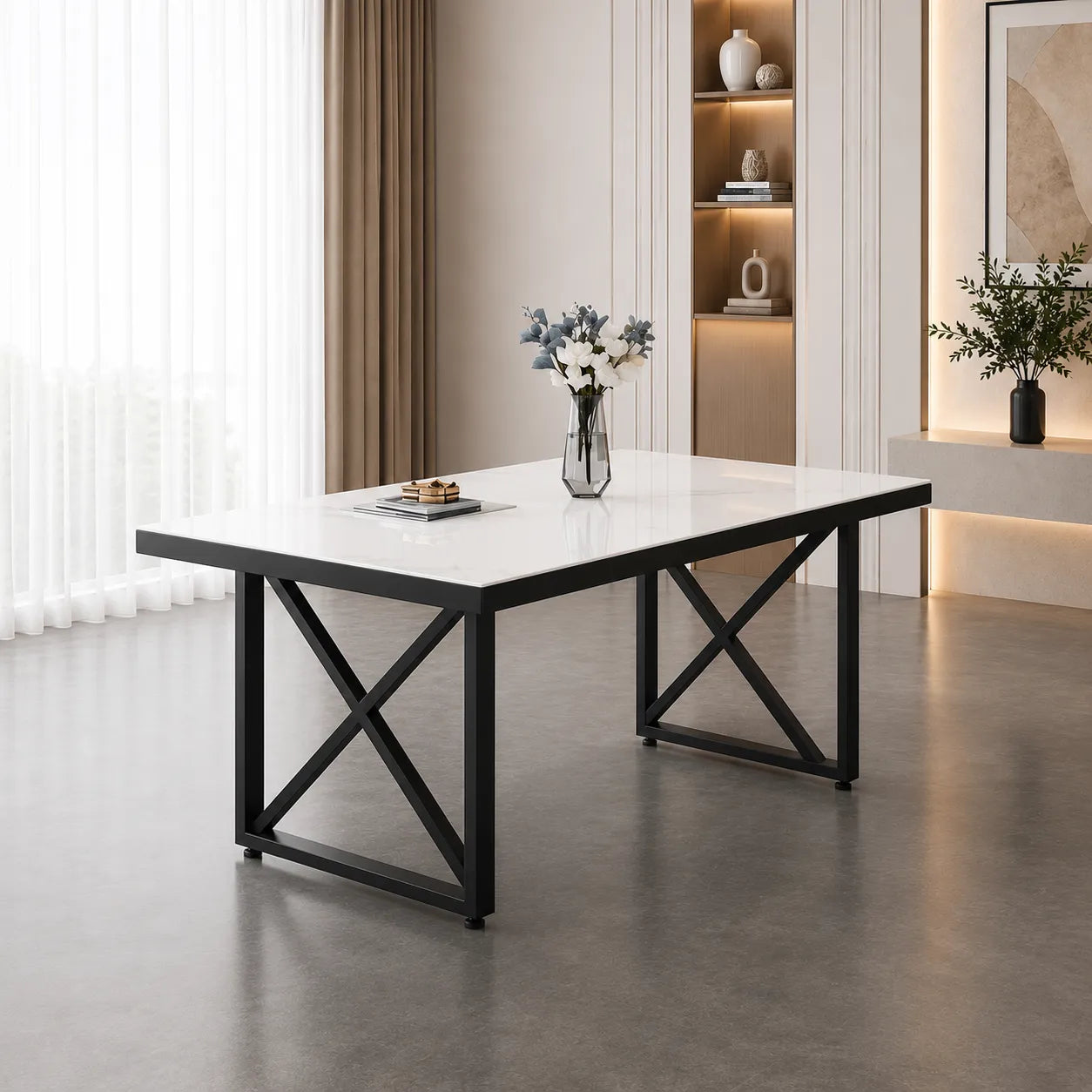 Table Repas Levanto Metal Pieds Noir 180x90x75 CM