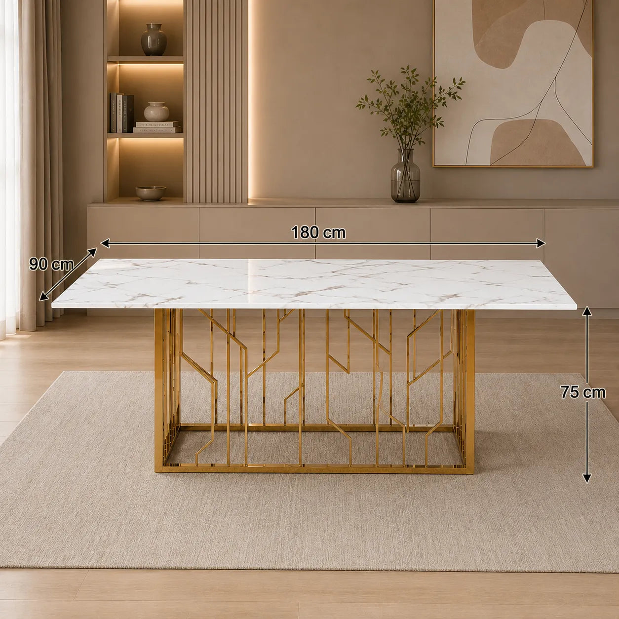 Table Repas Portfolio Marbre Blanc 180x90CM