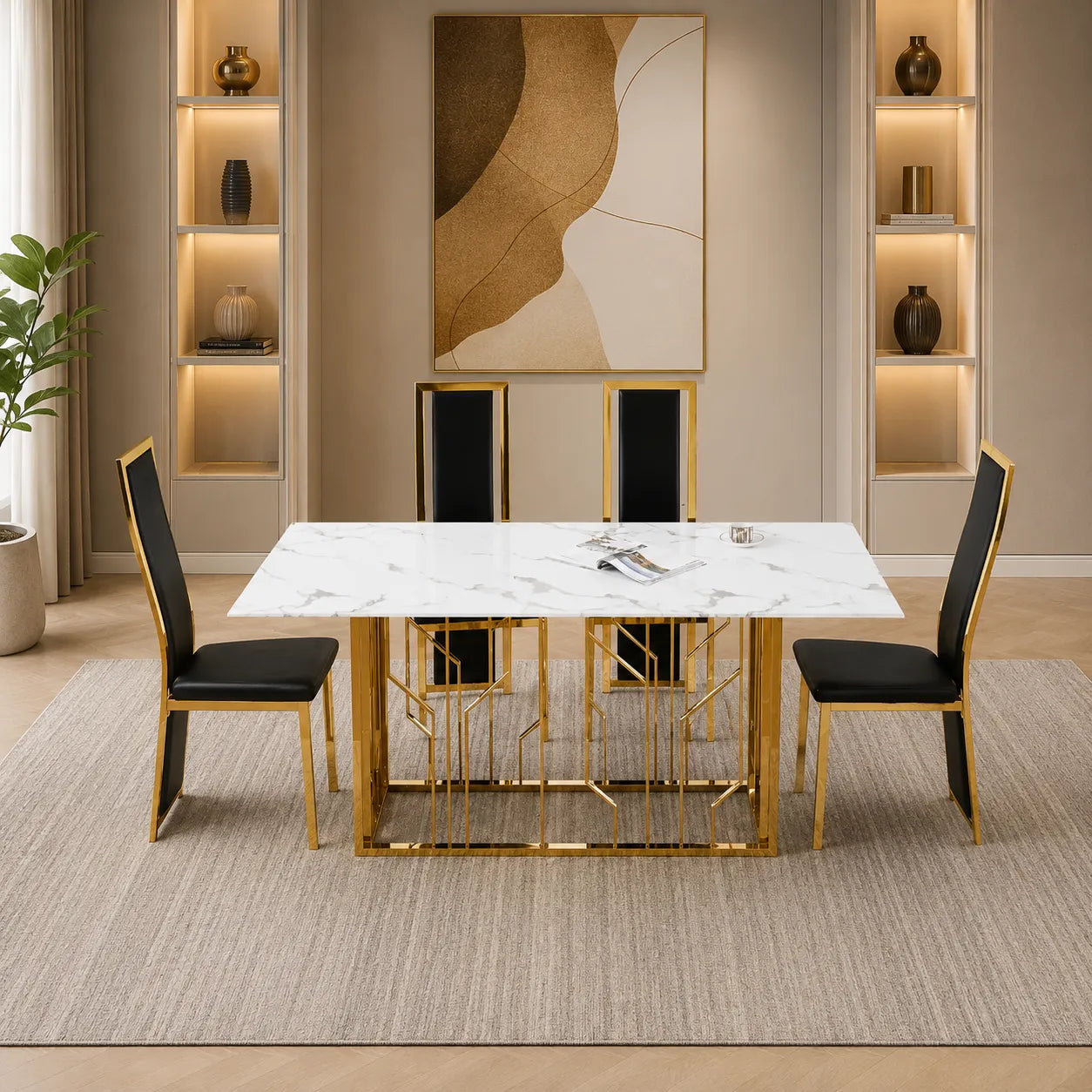 Table Repas Portfolio Marbre Blanc 180x90CM