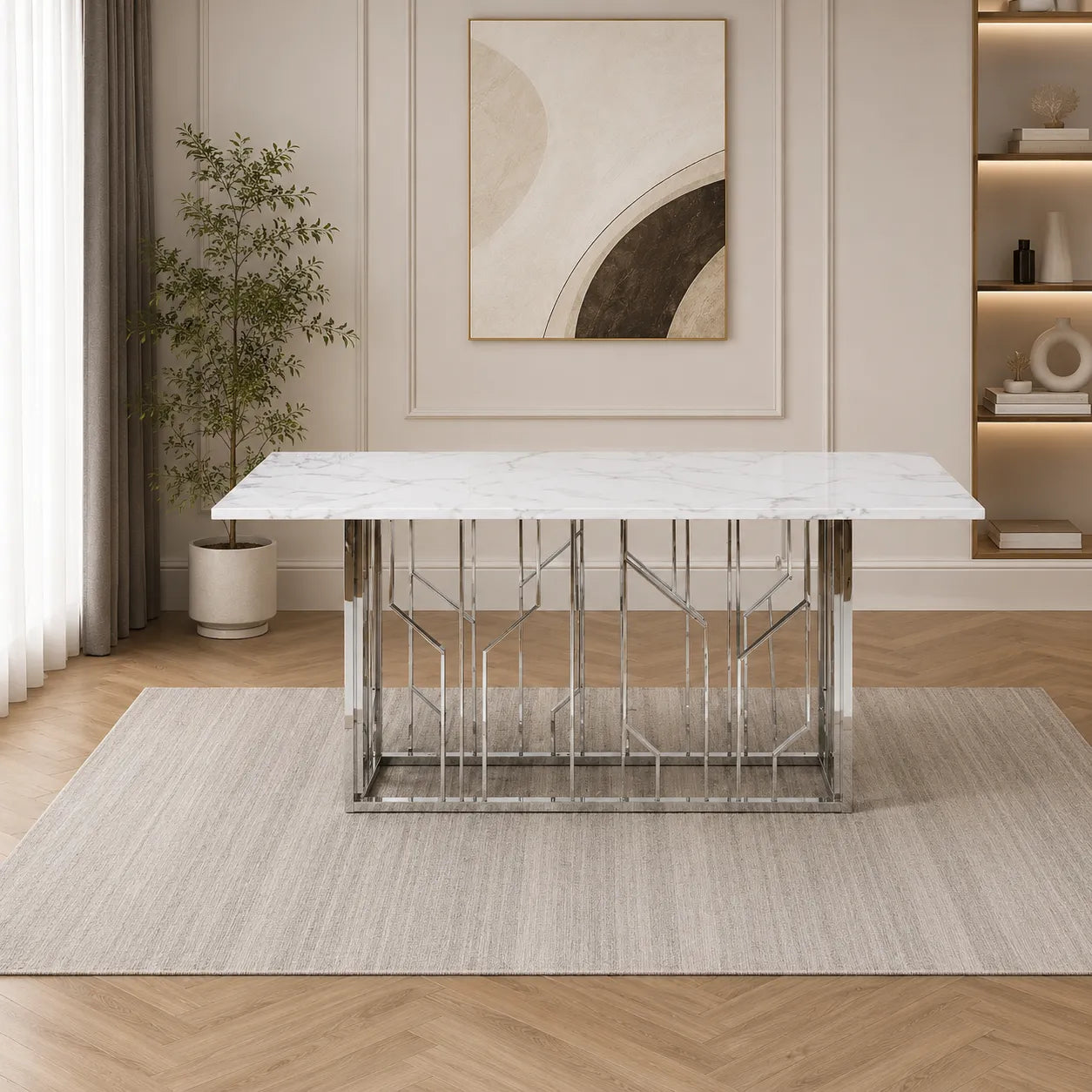 Table Repas Portfolio Marbre Blanc 180x90CM