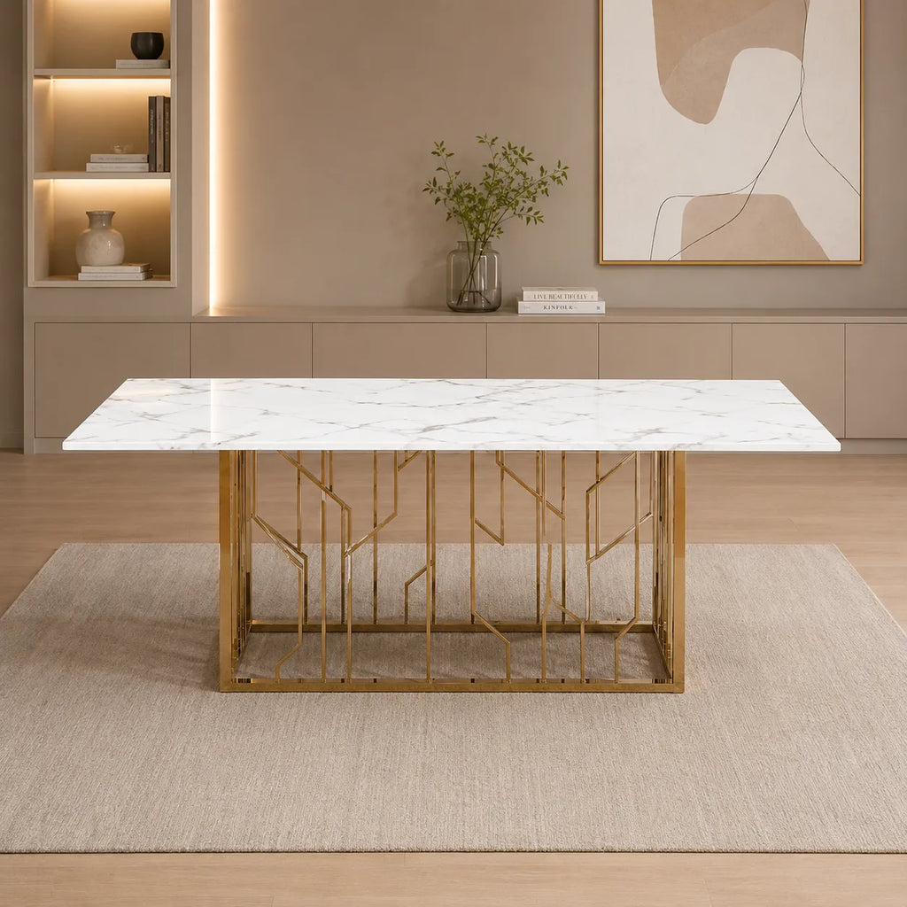 Table Repas Portfolio Marbre Blanc 180x90CM