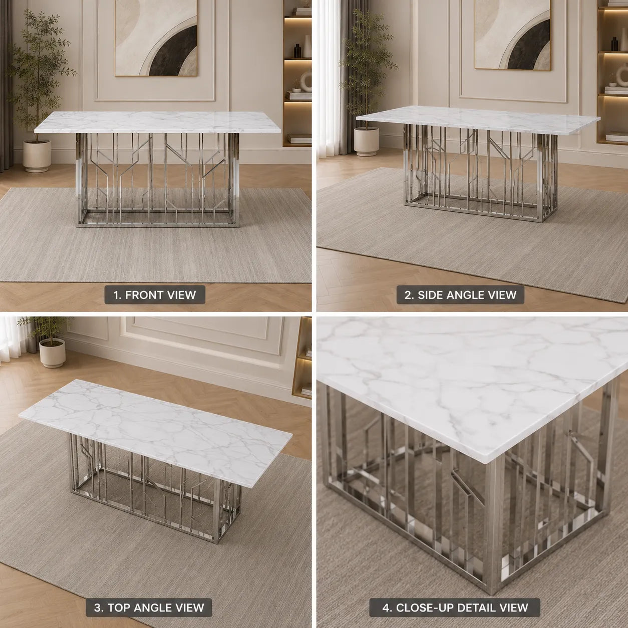 Table Repas Portfolio Marbre Blanc 180x90CM