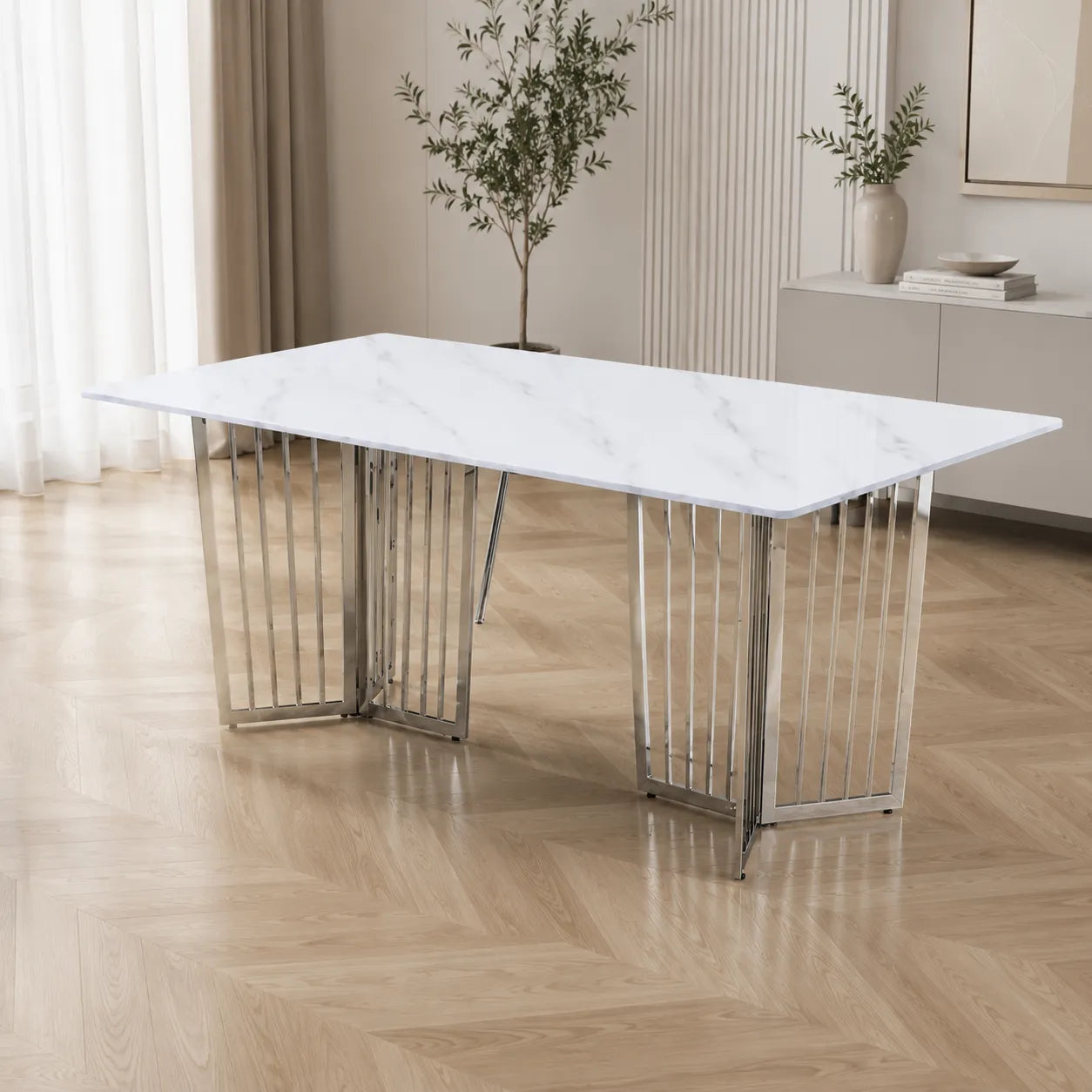 Table Repas Papillon Marbre Blanc 180x90 CM