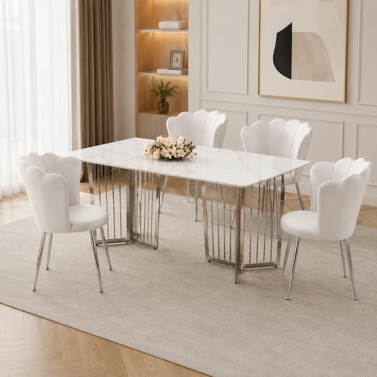 Table Repas Papillon Marbre Blanc 180x90 CM
