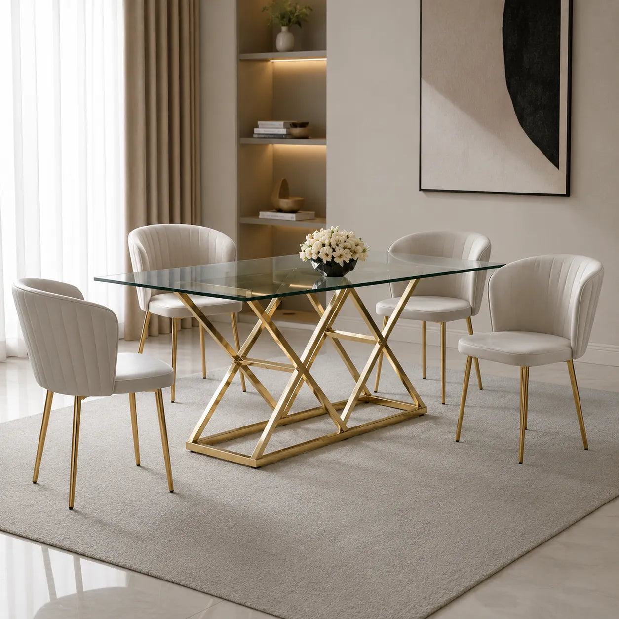 Table Repas Triangle Gold Transparent 180x90 CM