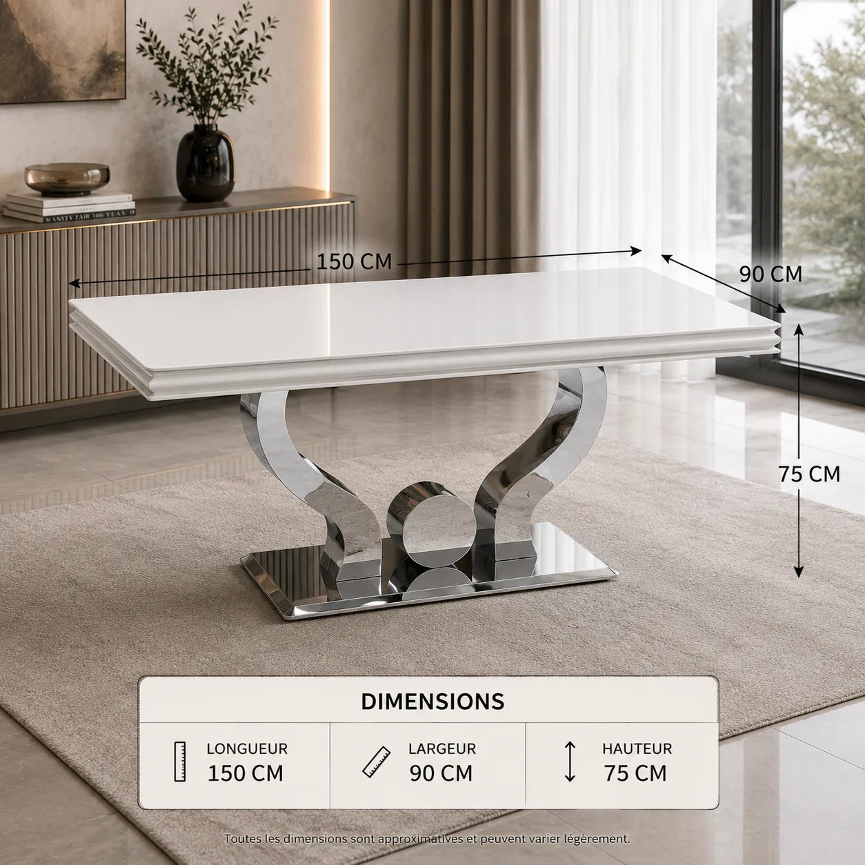 Table Repas Trofy Resine Blanche 150CM