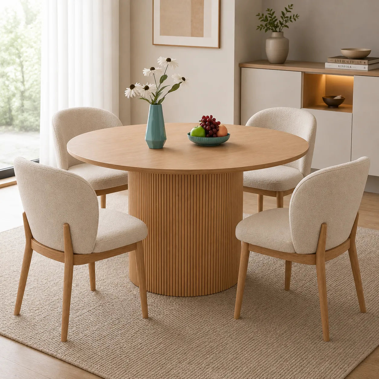 Table à Manger Baieta Pied Chene Plateau Chene  120x75 CM