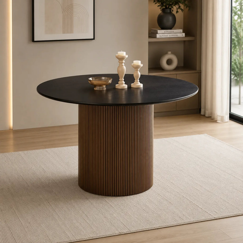 Table à Manger Baieta Pied Gold Plateau Noir 120x75 CM
