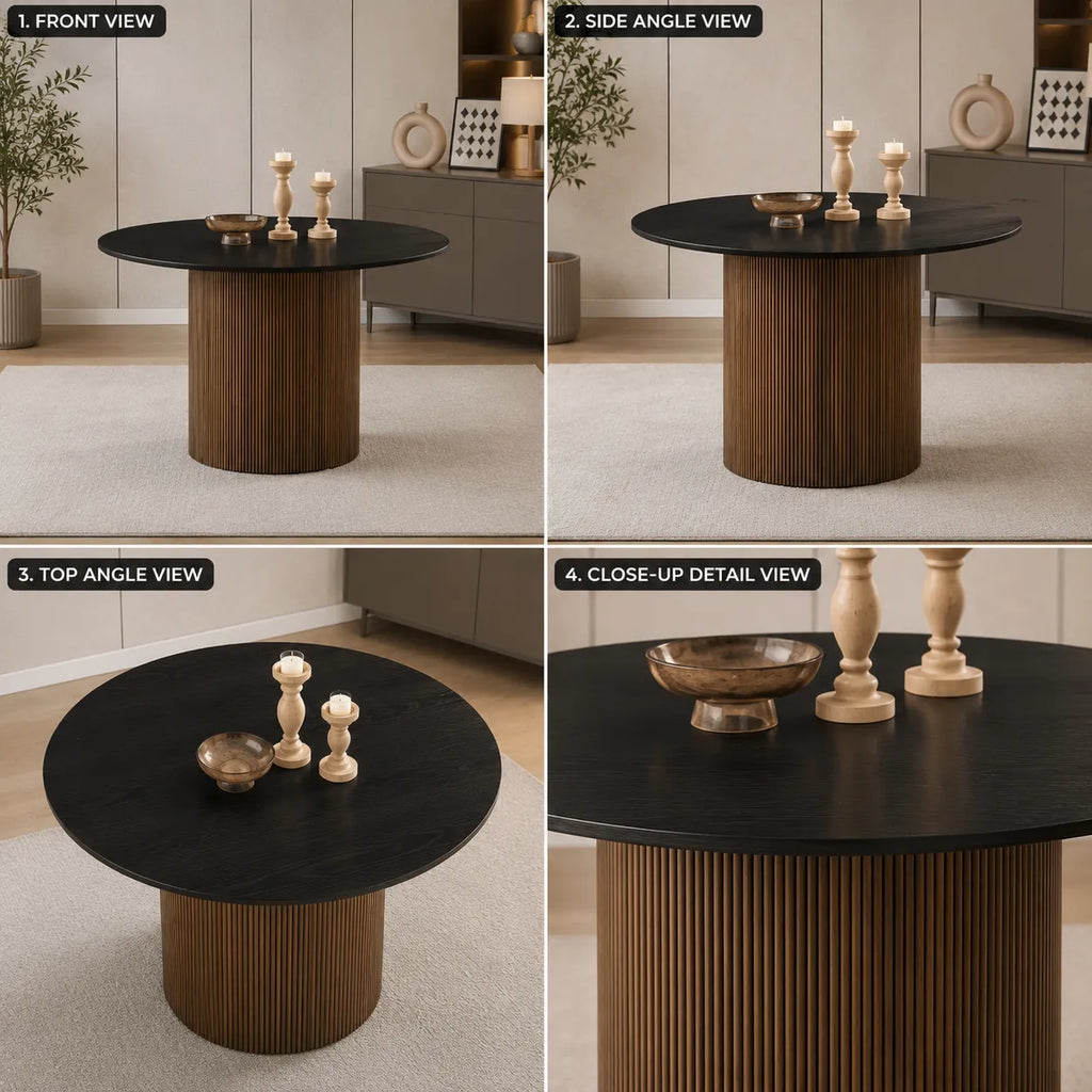 Table à Manger Baieta Pied Gold Plateau Noir 120x75 CM