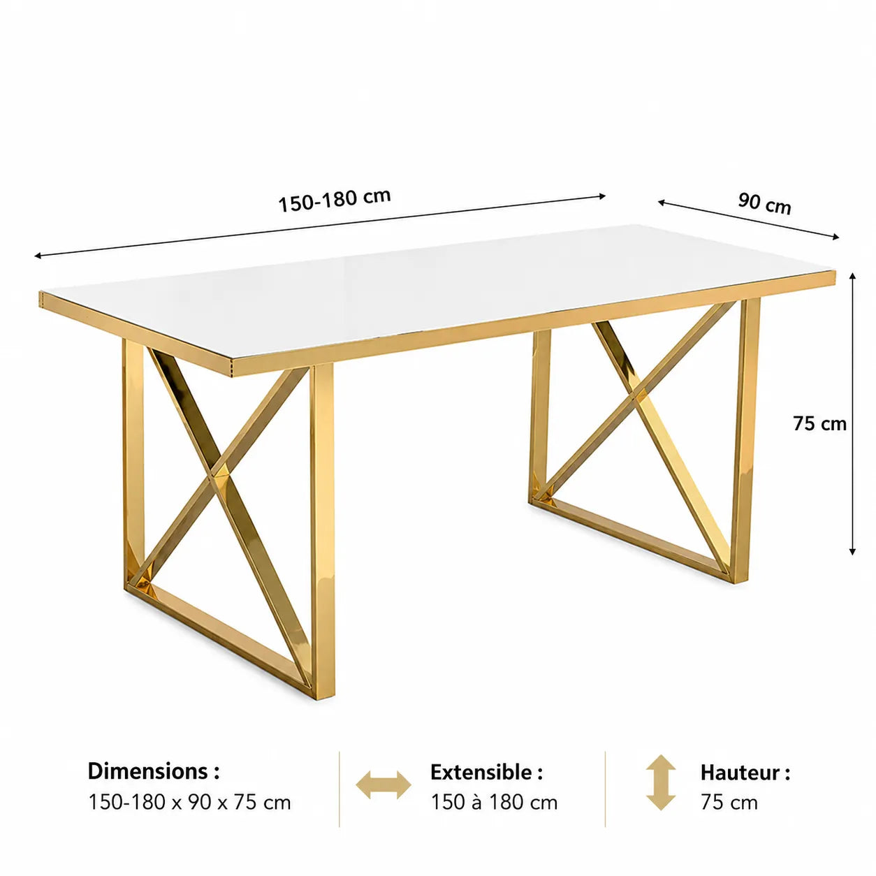 Table a Manger Doree Blanc Gino