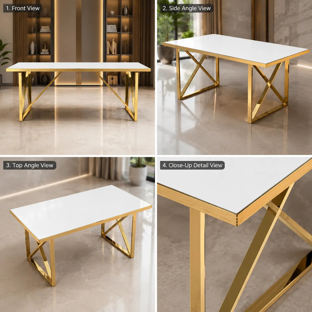 Table a Manger Doree Blanc Gino