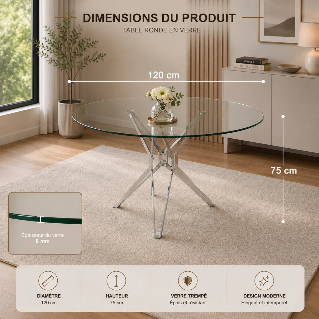 Table à Manger Electra Pieds Chrome