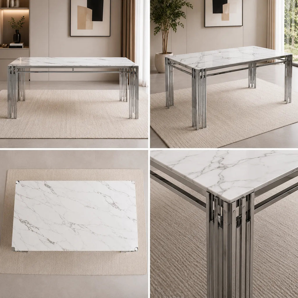 Table à Manger Flute Pieds Chrome