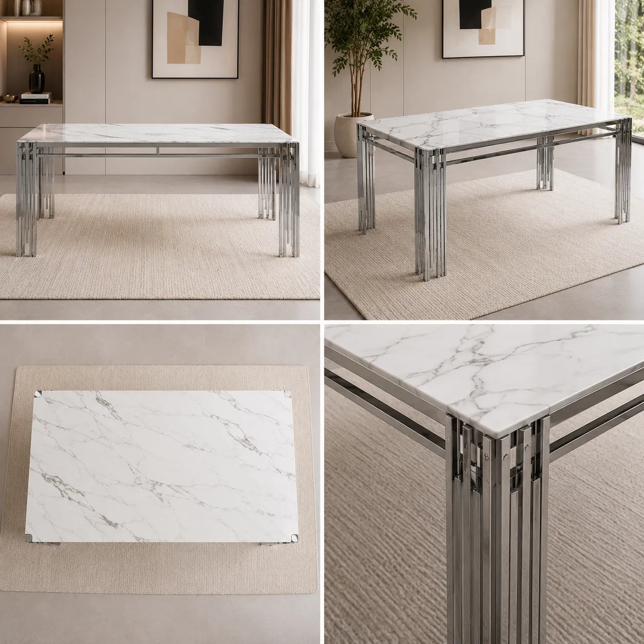 Table à Manger Flute Pieds Chrome